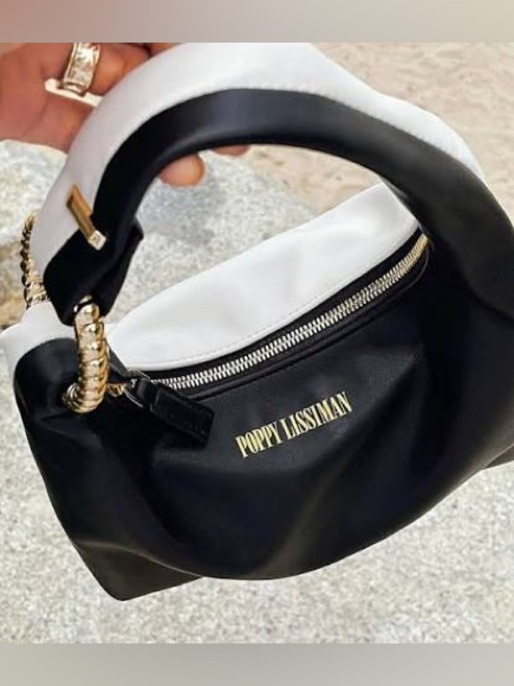 Poppy Lissiman Pouch Handbag in Black/Blanc